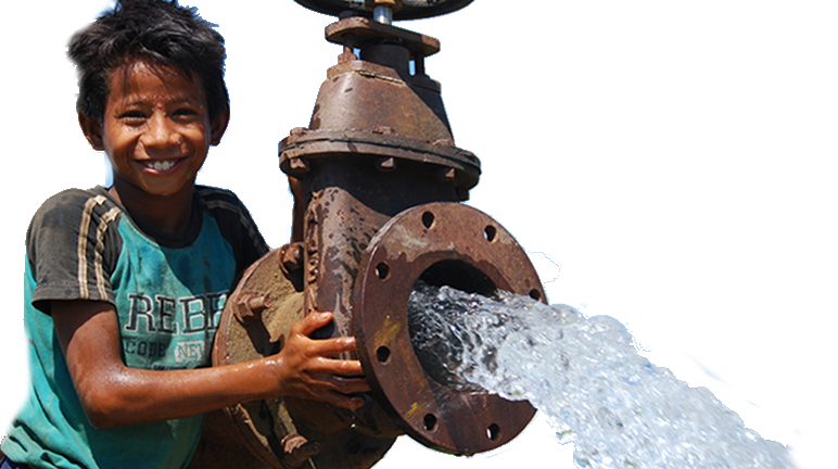 image of a boy with a water spout